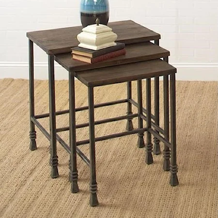 Three Pack Stack Tables with Iron Bases